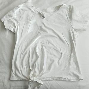 Tie front white tee